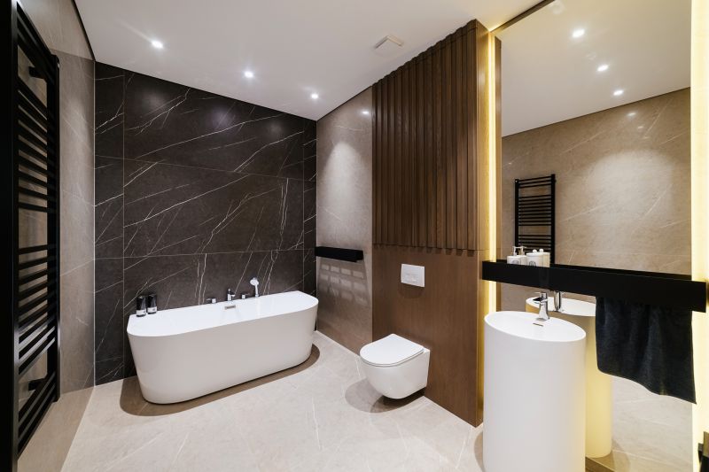 Modern Bathroom with Statement Lighting